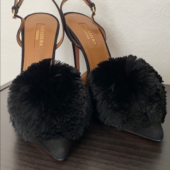 Worn once aquazzura powder puff black suede $895 - Picture 5 of 8